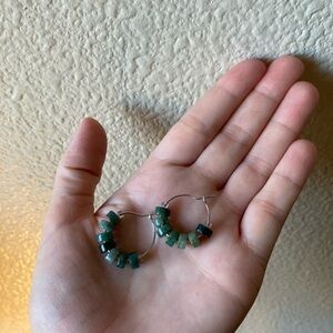 Handmade Boho Green Jasper Hoop Earrings